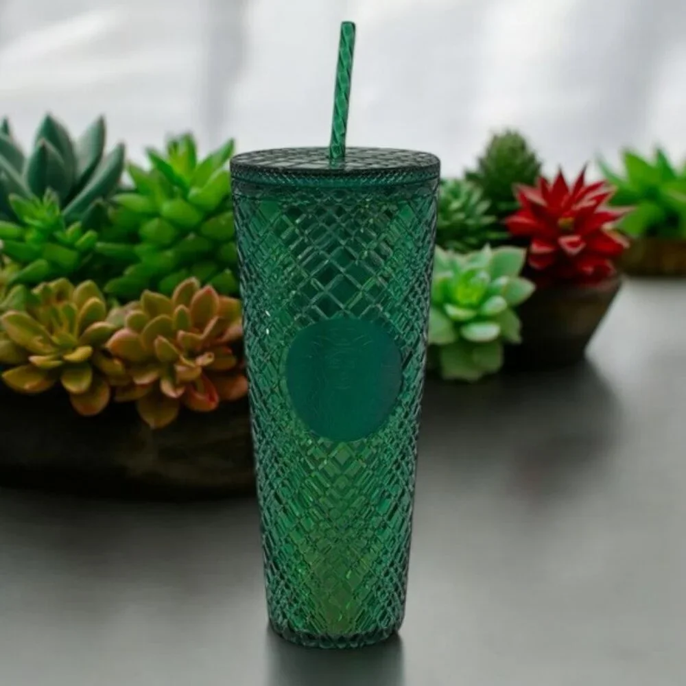 New Starbucks Jeweled Emerald Green 2022 Holiday Cold Studded Venti Tumbler 24oz